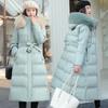 Women's Solid Color With Belt High Waist Padded Warm Long Jacket