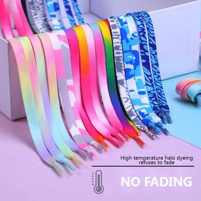 Градиентный принт плоские шнурки радужные цвета шнурки подходят для всех повседневных парусиновых туфель цветные шнурки унисекс 1 пара