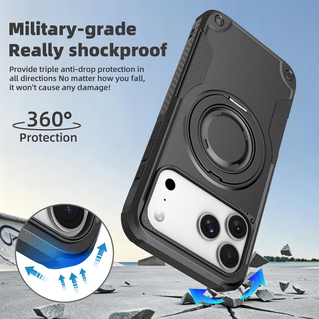 Бронированный противоударный жесткий чехол для Iphone 17 Pro Max 16 Pro Iphone17 Iphone16 Металлическое кольцо Подставка Чехол для мобильного телефона