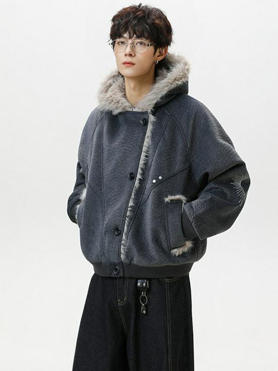 Мужская модная зимняя куртка из ПУ-кожи и хлопка с изображением горного орла - Толстая, теплая верхняя одежда для пар