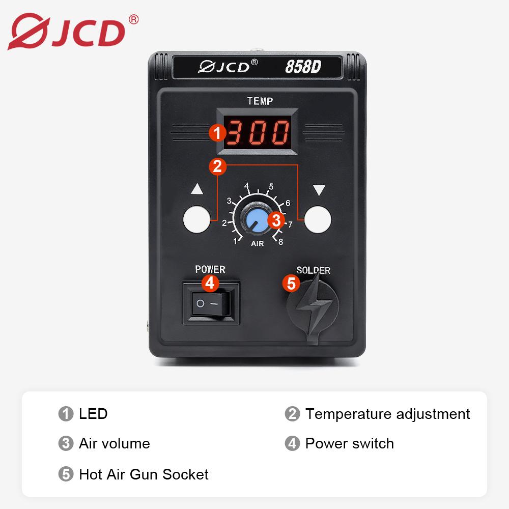 JCD Hot Air Gun 858D 700W BGA Rework Solder Station Soldering Heat Air Gun Station For SMD SMT Welding Repair