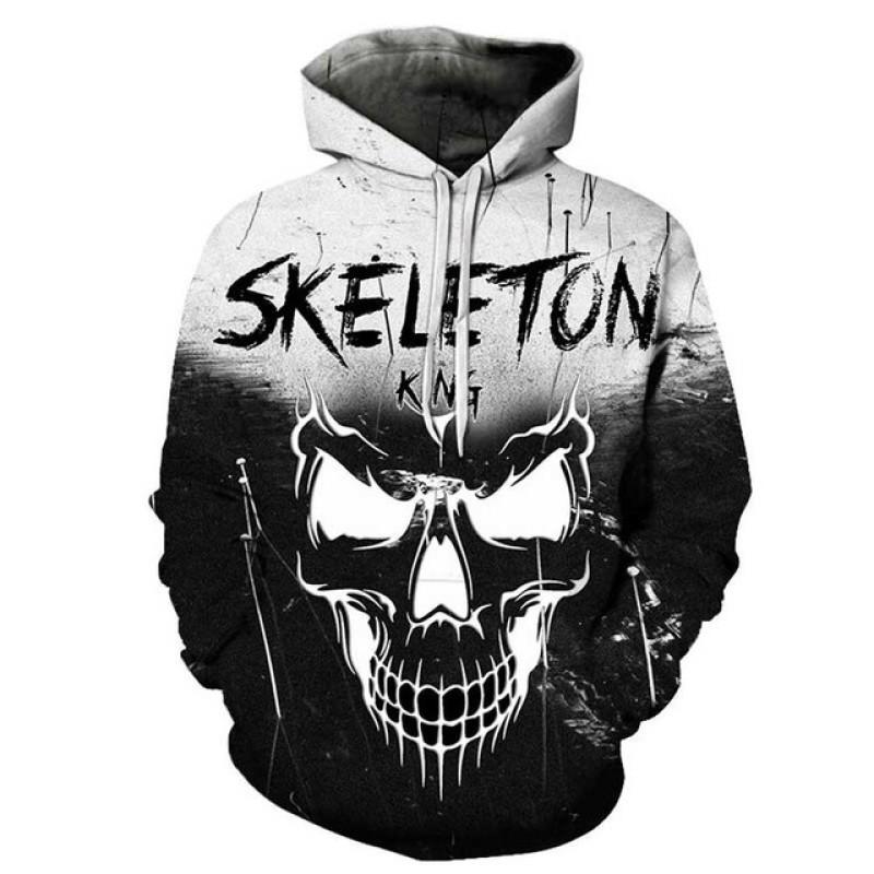 Mans Skull Printing Hoodies Autumn Fashion New Retro Hip Hop Style Hooded Sweatshirts Street Trend Leisure Comfortable Pullover