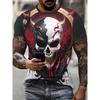 Men's 3D Hat Skull Print T-Shirt Casual Crew Neck Short Sleeve Tee Personality Punk Graphic T Shirts