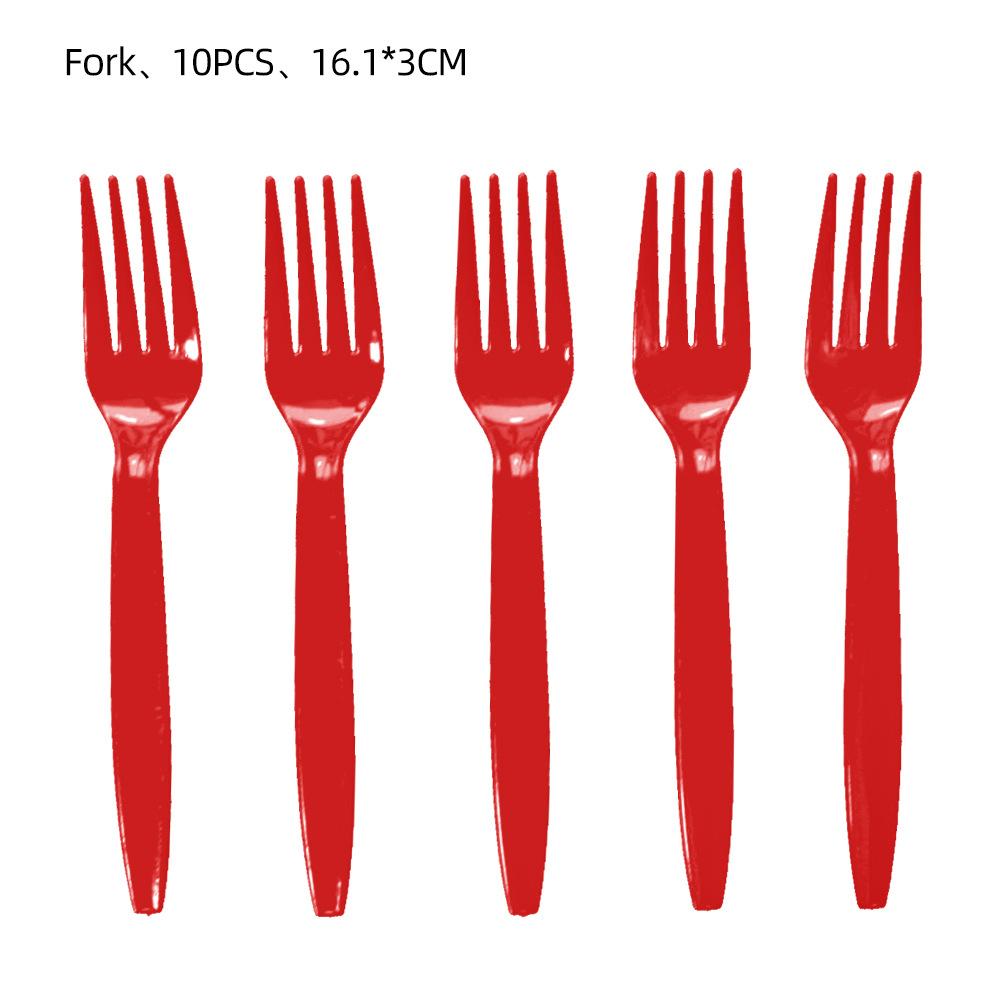 Cicimini Solid Color Tableware Knives Forks And Spoons Red Pink Purple  Black Green Yellow Wedding Birthday Disposable Tableware