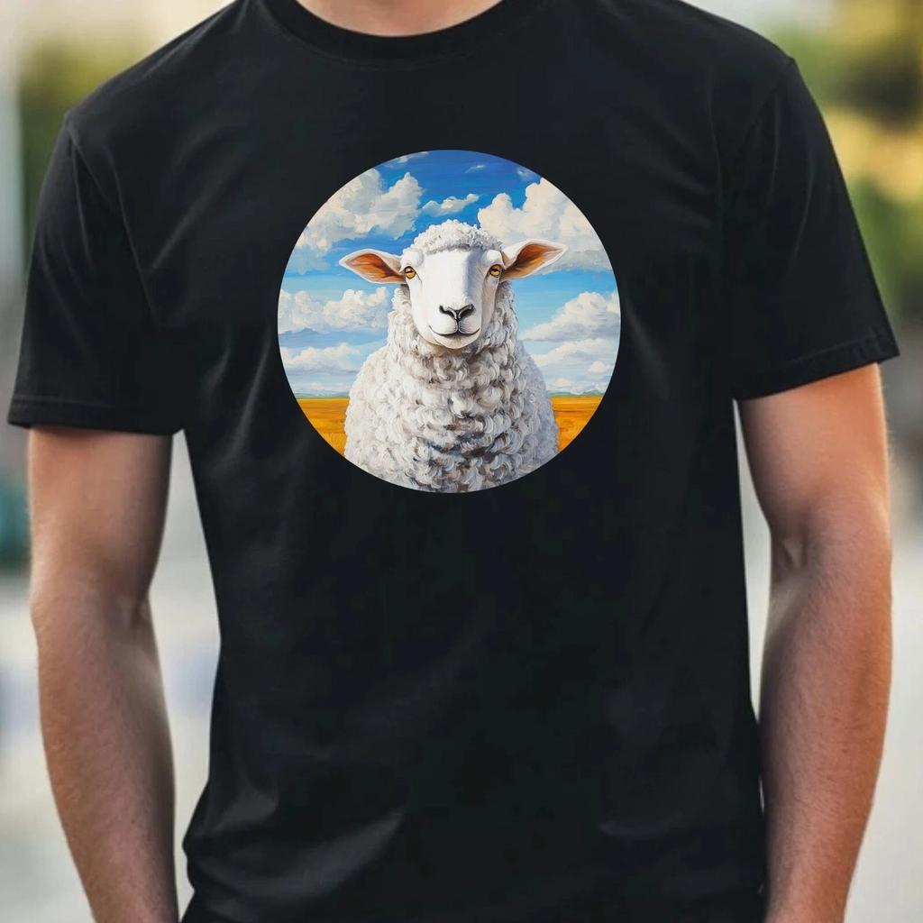 T-Shirt Herren Schaf Portrait Motiv Baumwolle Größe XS bis 5XL
