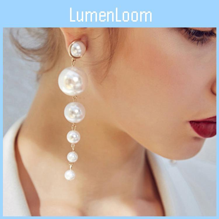 Long Pearl Elegant Earrings With Gradient Design Chic And Stylish Accessories