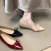Shallow Mouth Women's Gentle Shoes, New Pointed Head Bow Single Shoes Temperament French Inner Height-increasing Flats