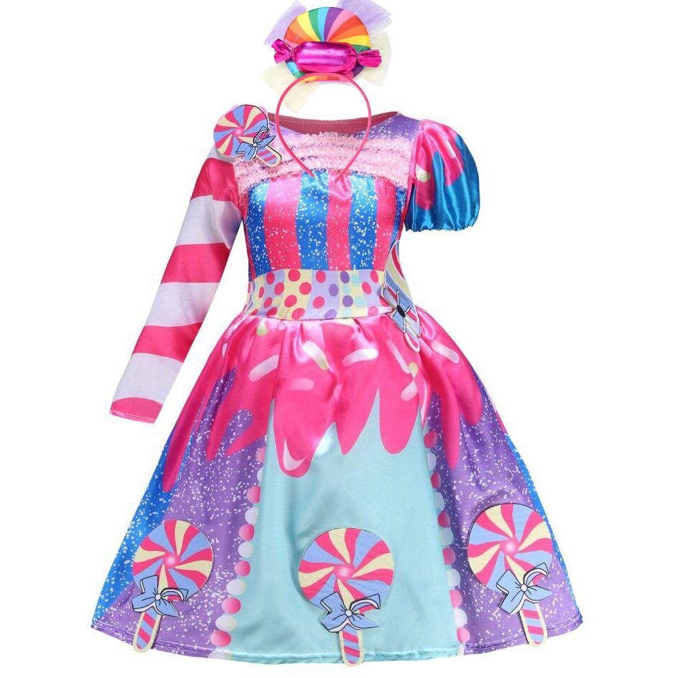 Featured One Sleeve Candy Costume for Kid Lovely Sugar Lollipop Role Play Apparel Purim Party Dress up Girl Nice Carnival Outfit