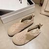 Женская модная обувь из хлопка на низком каблуке, зимняя новинка, с круглым носком, глубоким вырезом, вставками, мягкой подошвой, нескользящая, износостойкая, низкая обувь