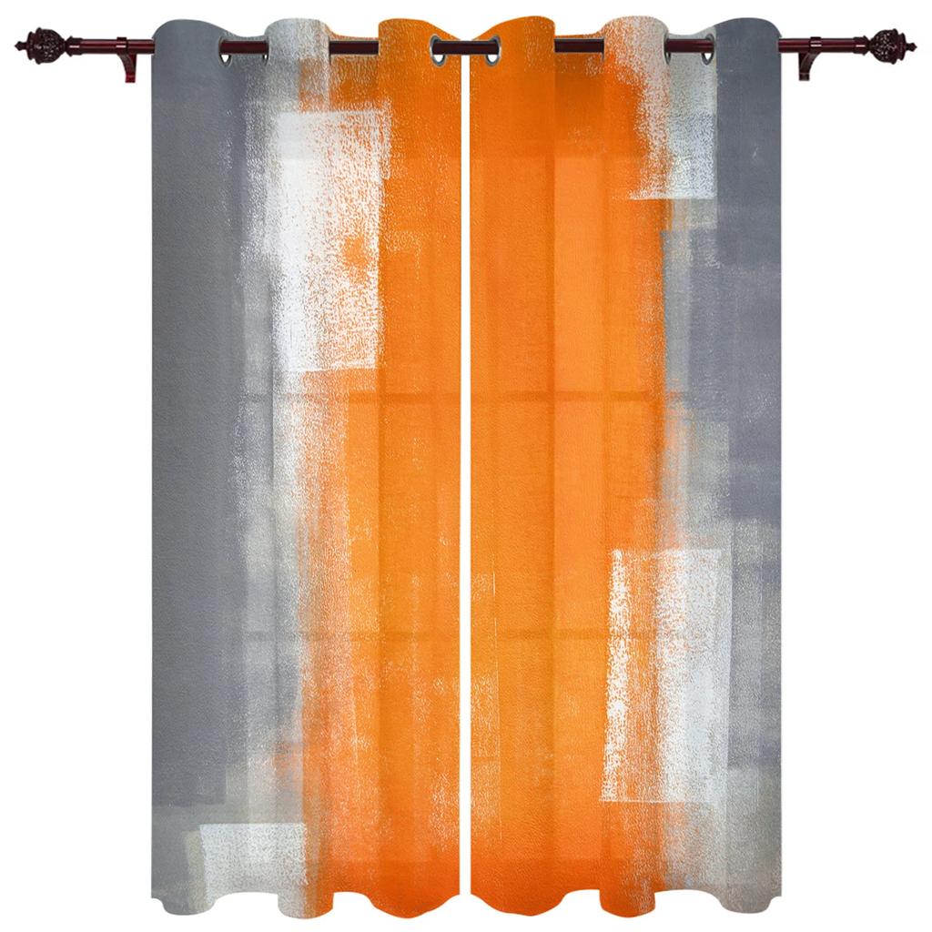 Orange Gray Abstract Oil Painting Texture Curtains for Bedroom Living Room Drapes Kitchen Kid's Room Window Curtain Home Decor