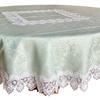 Vivienne Round Green Brilliant Triken Series Embroidered Lace Round Table Runner WK2510N2 (Vivienne) [150cm Tablecloth, & White]