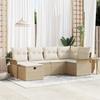 6-piece Garden Sofa Set with Beige Poly Rattan Cushions, 2-seater Garden Sofa with Storage 3360212