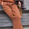 Autumn Winter Fashion Pants Women Soft Waxy Comfortable Cashmere Camel Pants Female Pure Knitted Wide Leg Pants Casual Loose