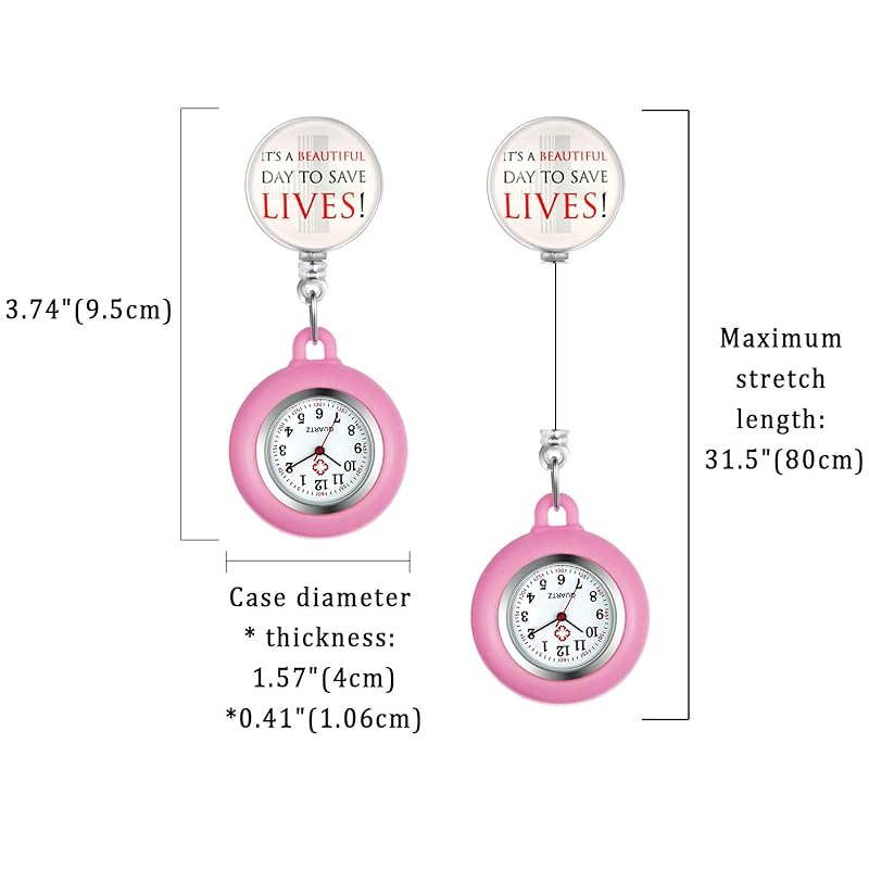 Lancardo nurse watch nurse clock pocket watch pocket watch silicon removable stretchable men's ladies cute Save Lifes nursery teacher caregiver unisex
