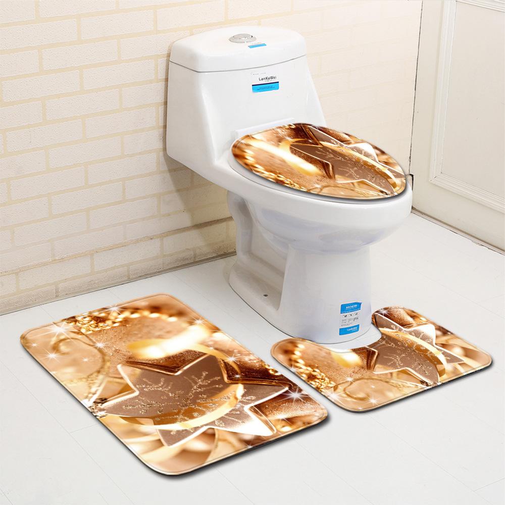Christmas Bathroom Floor Mat Toilet Three-Piece Set