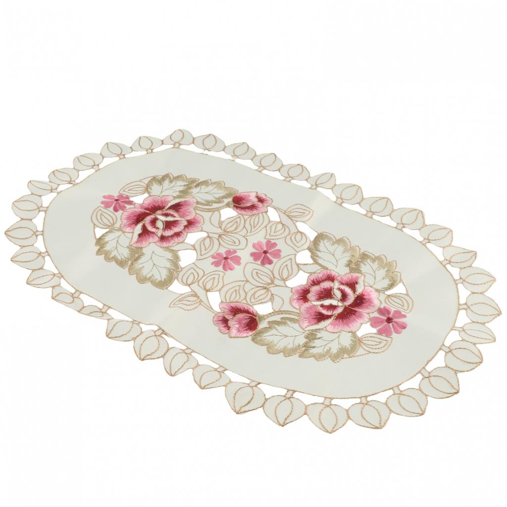 Kitchen Dining Table Place Mats Embroidered Floral Lace Doily Placemat 30*45cm