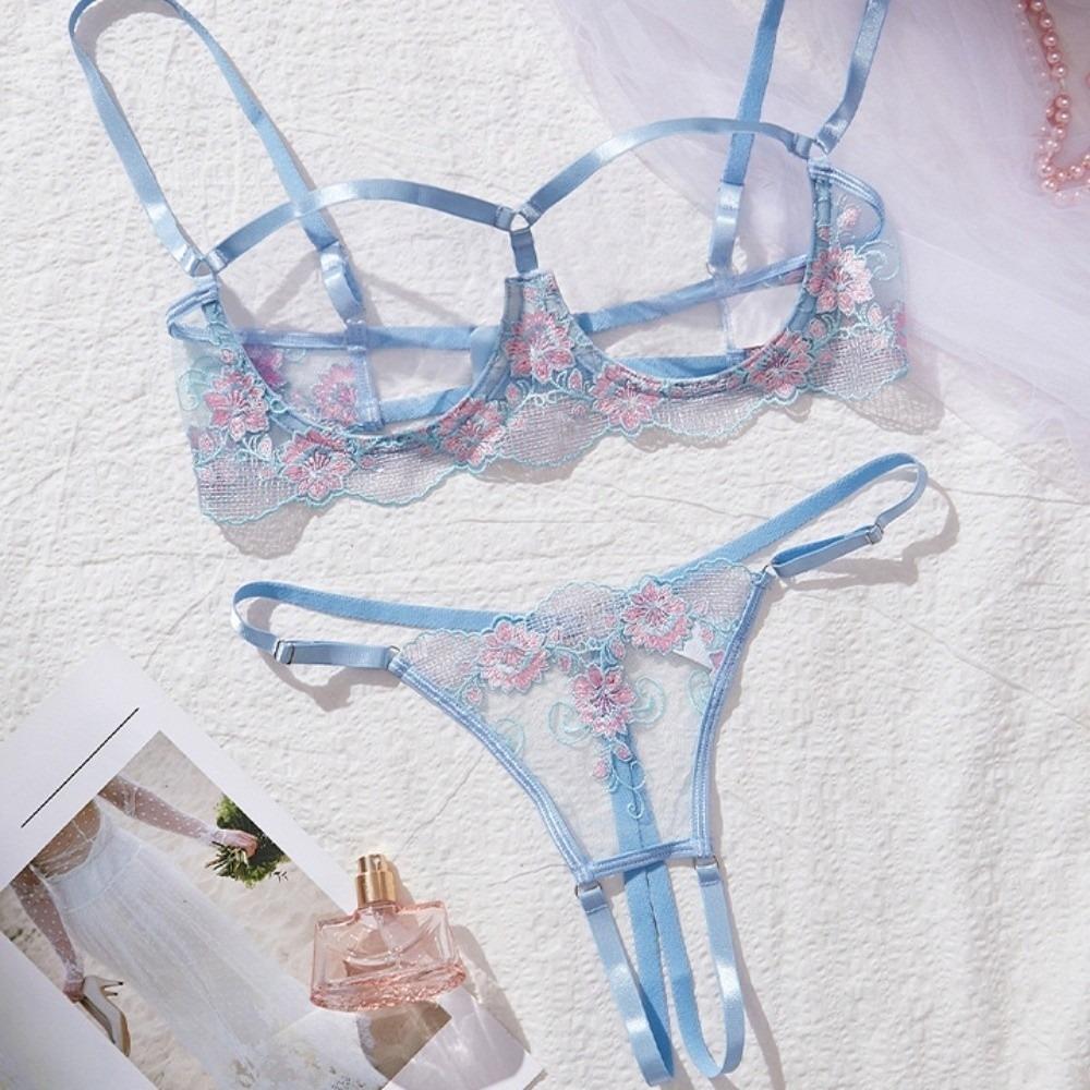 Lace Perspective Lingerie Chest Support Bra Briefs Set Sweet Lingerie Suit Valentine's Day