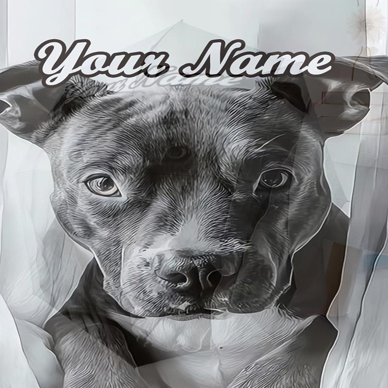 1PC Custom Name Pitbull Behind Curtains Automatic Folding Umbrella Compact Travel Umbrella for Men & Women, Ideal Gift for Christmas, Birthdays, Hallo