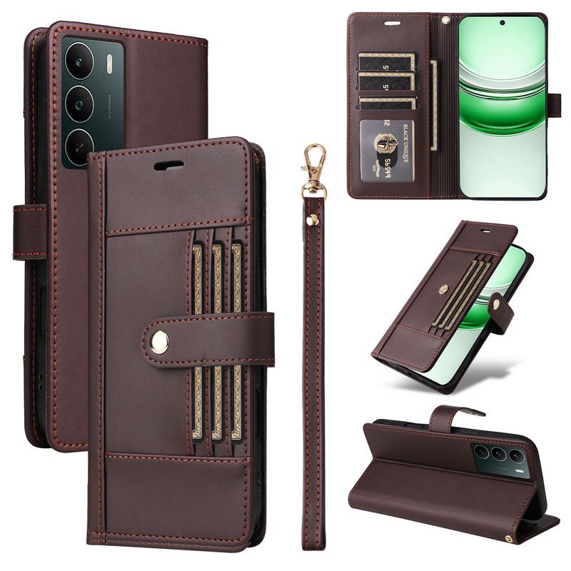 Кожаный чехол-книжка для Realme C75 C71 C73 C65 C63 C75X P1 P2 Pro 5G, чехол-книжка, чехлы для телефона, бизнес, внешний слот для карт