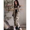 Retro Printed Pajamas, Women's Pure Cotton Pajamas Set, Spring and Autumn Pajamas, Home Wear Set, Long Sleeves, Trousers, Loose Korean Version