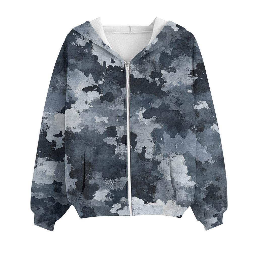 Толстовка с капюшоном на молнии для женщин с длинным рукавом, свободные толстовки для женщин, куртка с карманами, модная одежда на осень