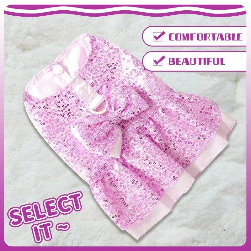 Летнее платье для собак, кружевная юбка для кошек, платье принцессы с блестками и бантом для щенка, одежда для домашних животных, вечерние платья для чихуахуа, одежда фиолетового цвета