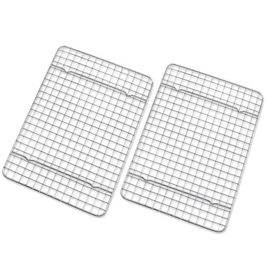 1 Set Stainless Steel Baking Tray with Mesh Rack Heavy Duty Non-stick Heat Resistant Food Grade Rectangle Bakeware Kitchen Supplies