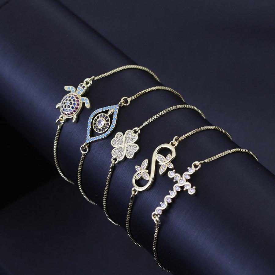 2 Colors Women Chain Bracelet Not Allergic Adjustable Link Braclet Evil Eyes Butterfly Cross Cuckold Braslet Gift For Her Joias