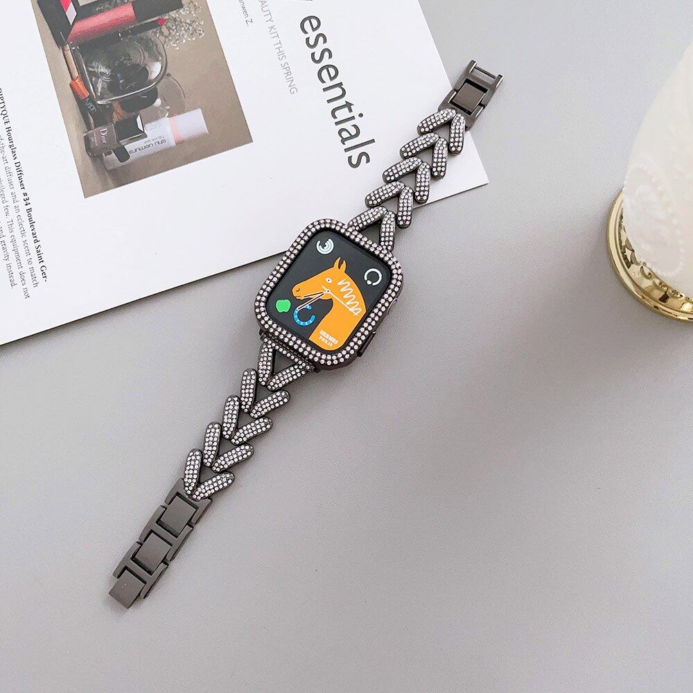 Ремешок для Apple Watch ultra 2, чехол для ремешка i Watch Series 10 9 8 7 6 5 4 3 42 мм 46 мм 41 мм 45 мм 49 мм, металлический браслет на замену для женщин