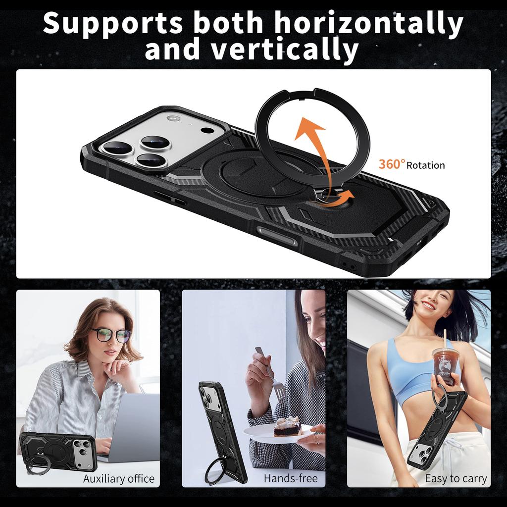 Чехол для iPhone 17 Pro Max, совместимый с MagSafe, с подставкой, из ТПУ+ПК