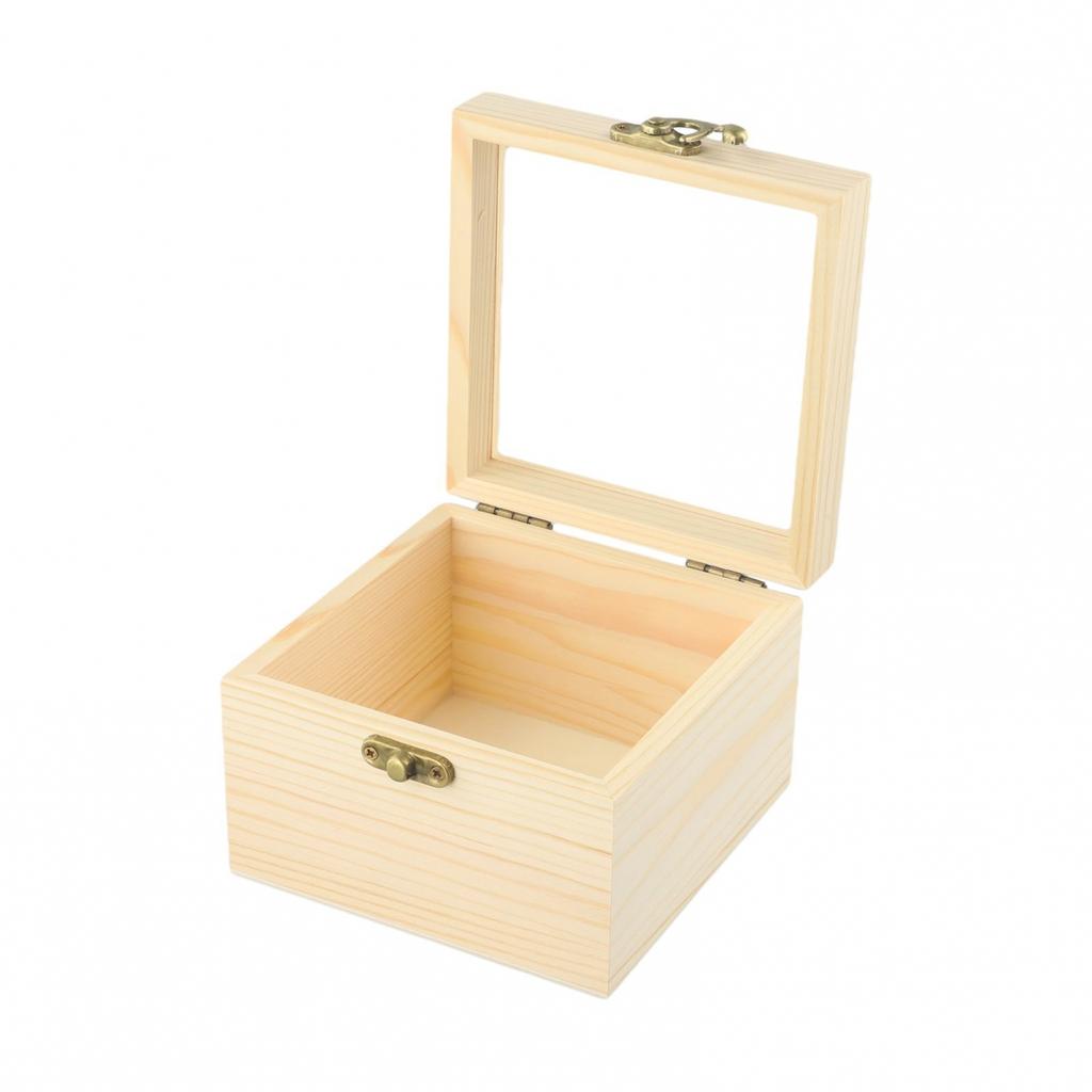 Personalizable Wooden Square Box for Crafts Gifts and Jewelry Storage