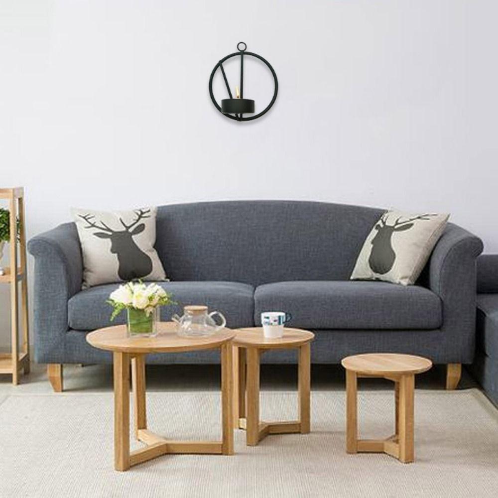 Stylish Design Geometric Candle Holder Iron Art Round Metal Wall Holder Dining Room
