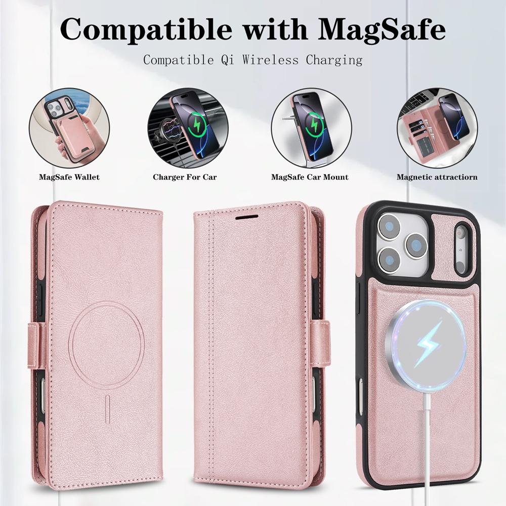 Магнитный чехол-кошелек 2 в 1 для IPhone 18 17Air 17 Promax 16 Pro Max 15 Plus 14 13 12 Беспроводная зарядка Чехол для телефона Слот для карт