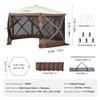 Pop Up Gazebo Tent Pop-Up Screen Tent 6 Sided Canopy Sun Shelter Brown