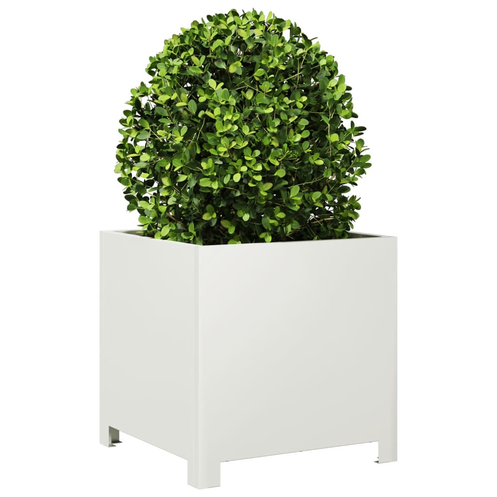 White Plant Pot 40x40x40 cm Steel