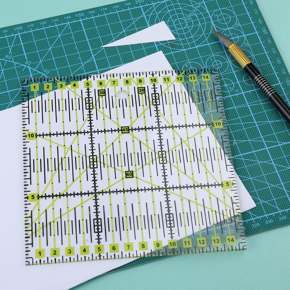 Fenrry 1 шт. линейка для лоскутного шитья квадратная прозрачная измерительная линейка режущий инструмент с двухцветными линиями сетки портной