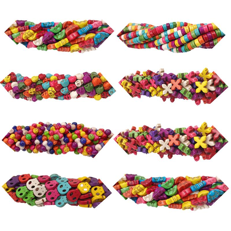 Череп Крест Цветок Плоские Бусины Луна Искусственные Бирюзовые Бусины-Проставки DIY Браслет Ожерелье Аксессуары