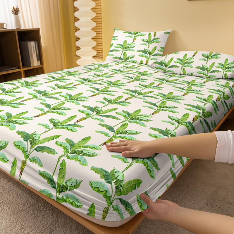 1 Piece Of Banana Leaf Patterned Frosted Bedsheet, Bedroom Printed Bedspread, Bedding (Excluding Pillowcases)