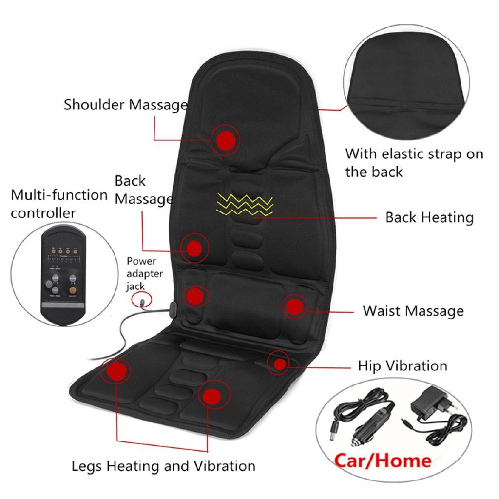 Electric Mulifunction Back Heated Massage Car Seat Office Cushion Car Seat Chair Massager Lumbar Back Neck Relaxation