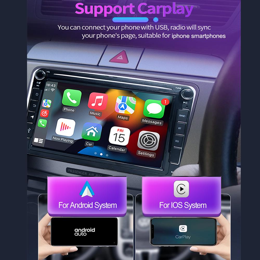 8-дюймовый Android автомобильный радиоприемник для Volkswagen VW Passat Touran Polo Golf Tiguan Skoda Seat Carplay мультимедийный плеер GPS Авторадио 2+64 ГБ