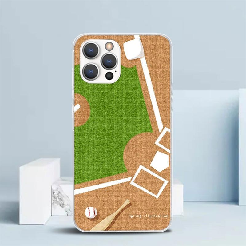 Baseball Sport Soft Cover for iPhone 16 17 Air 15 14 Pro Max 16E Phone Case 13 Mini 12 11 7 SE 8 Print Pattern Fit Cases 16 17 A