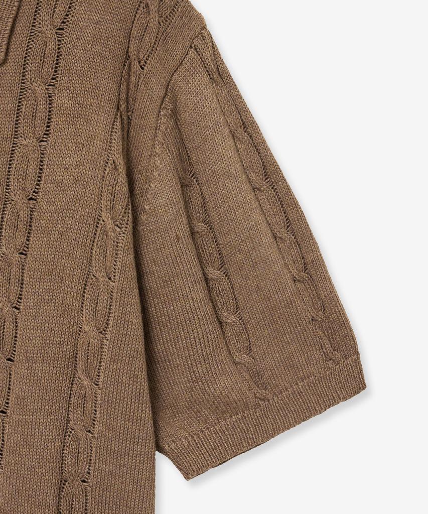 VTWO Cool Washable Cable Polo Knit (Brown)