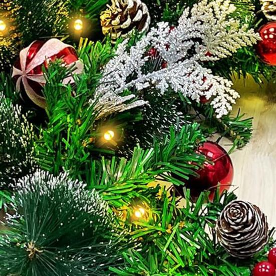 9 FT Christmas Garland with Lights 50 LED Lights 8 Modes Lighted Artificial Pine Garland with Pine Cones Red Berries for Mantel Fireplace Indoor