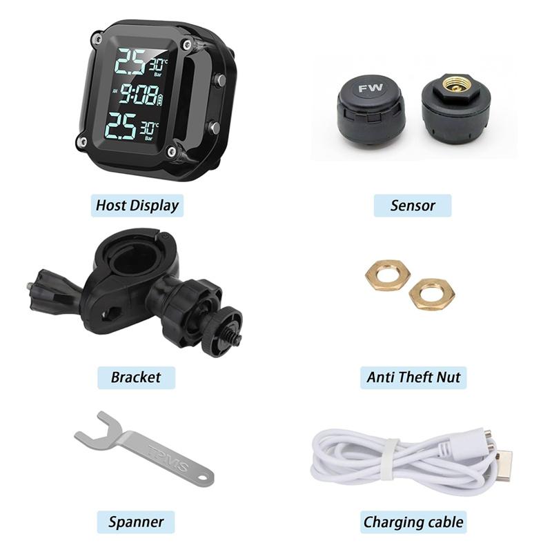 M5 Мотоциклетная TPMS Беспроводная Мотоциклетная Система Контроля Давления в Шинах с 2 Внешними Датчиками 5 Способов Оповещения