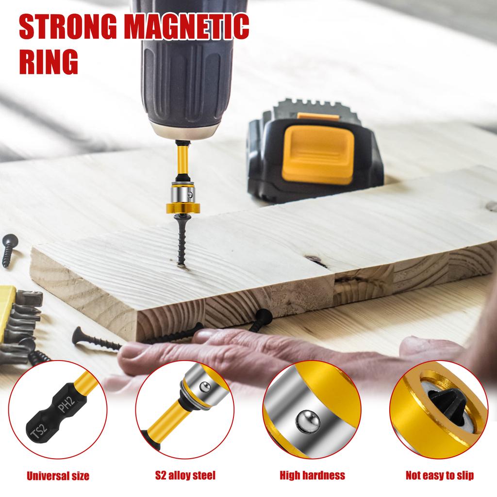 Набор магнитных бит для гипсокартона 50 мм 10 шт. с позиционирующим держателем для сверла и удлинителем для фиксации шурупов Инструменты