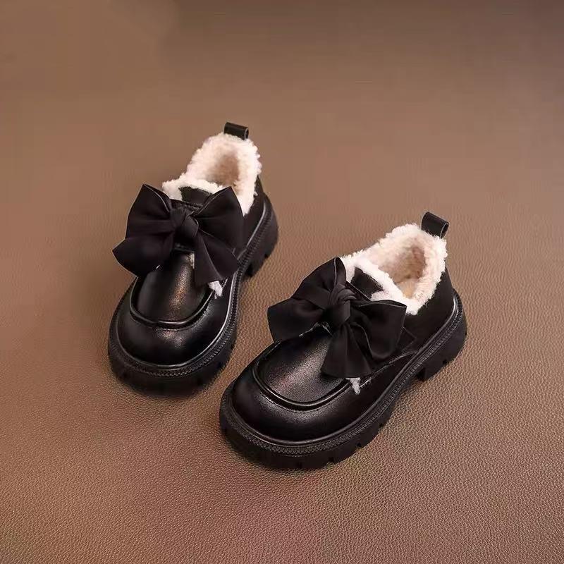 Туфли для девочек Детские туфли-принцессы из маленькой кожи 2025 осень и зима новые зимние туфли для девочек на мягкой подошве пушистые туфли