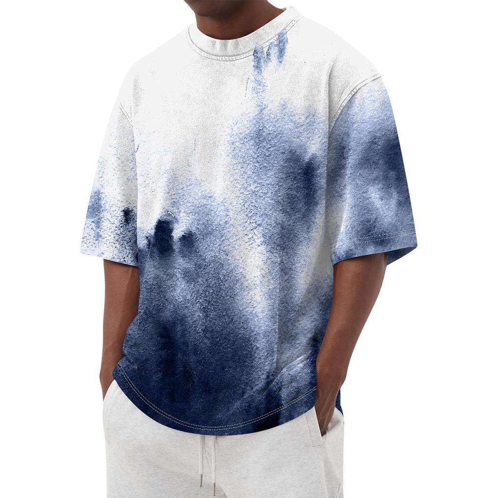 Летняя мужская популярная футболка с круглым вырезом и коротким рукавом с принтом