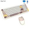Симпатичная клавиатура 2,4G + Bluetooth, набор беспроводной клавиатуры и мыши для ПК, ноутбука, телефона, планшета, расческа для клавиатуры и мыши ярких цветов Bluetooth с круглым дофамином