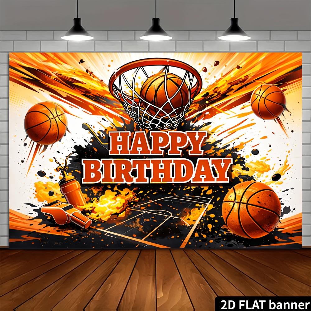 2D Plane Basketball Theme Birthday Party Background Cloth, Durable Polyester MaterialXY
