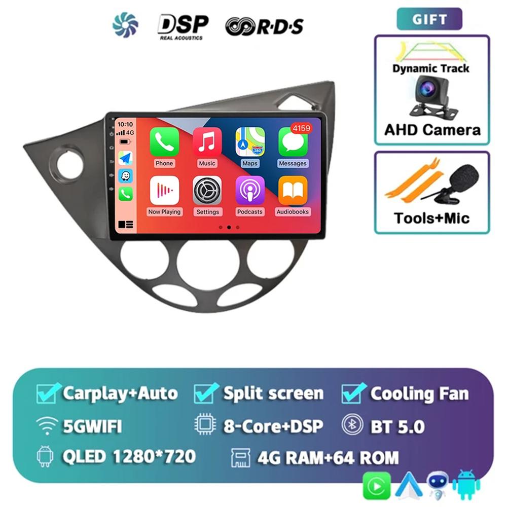 9-дюймовый Android 14 автомобильный радиоприемник для Ford Fiesta 1995-2001 Focus MK1 1998-2004 2 Din стерео мультимедийный проигрыватель Carplay Autoradio головное устройство